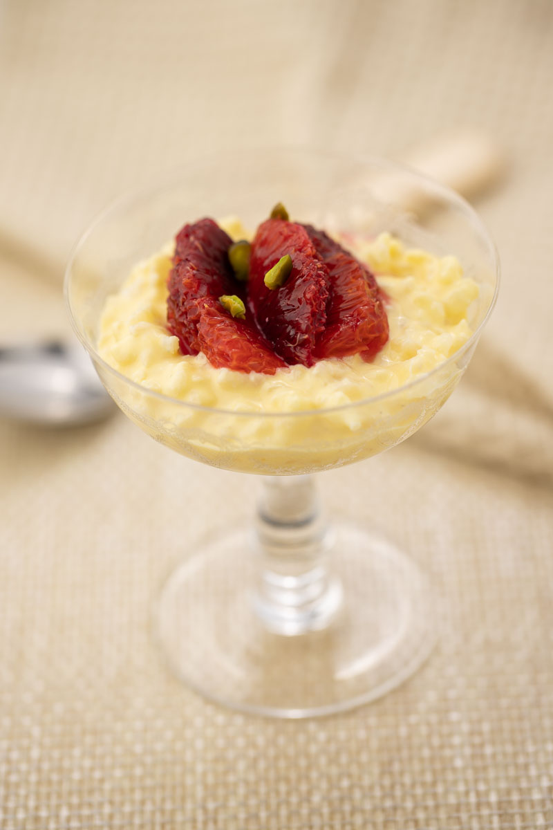 Rijstpap met bloedappelsienen